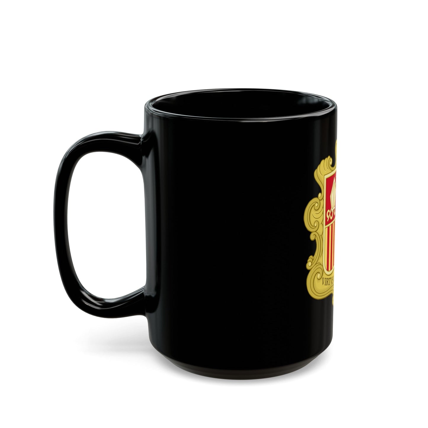 Coat of arms of Andorra (1580) - Black Coffee Mug-The Sticker Space