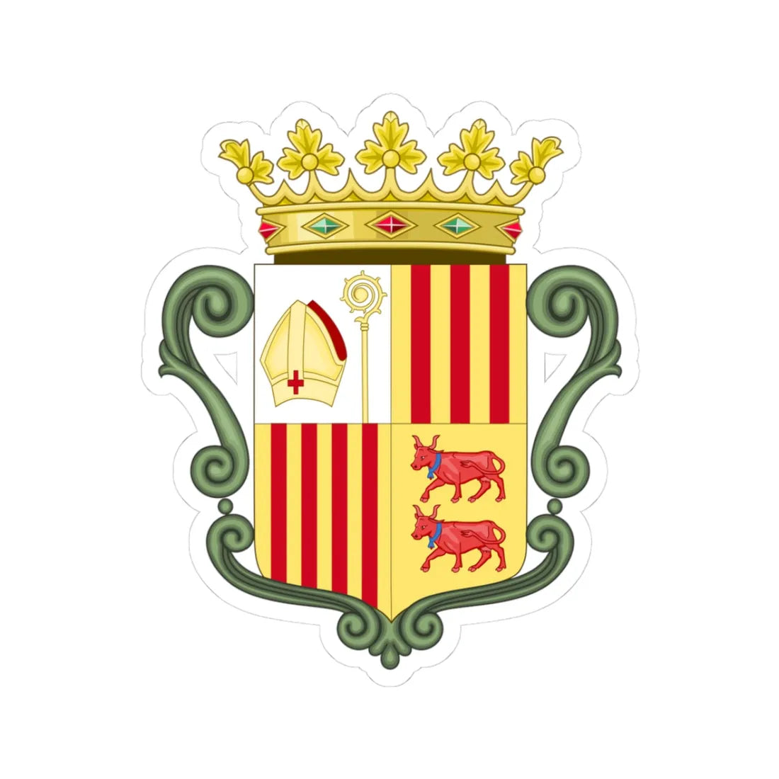 Coat of arms of Andorra (1800-1949) - STICKER Vinyl Kiss-Cut Decal 3 Inch White - The Sticker Space