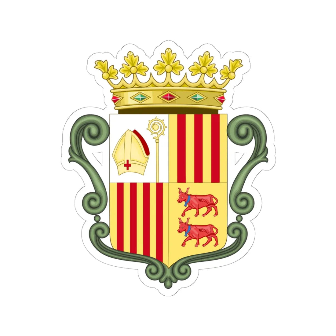 Coat of arms of Andorra (1800-1949) - STICKER Vinyl Kiss-Cut Decal 6 Inch White - The Sticker Space