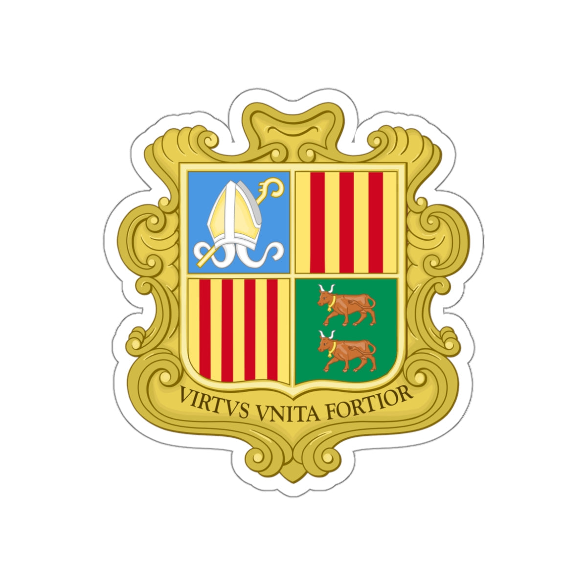 Coat of arms of Andorra (1949-1959) STICKER Vinyl Die-Cut Decal-White-The Sticker Space