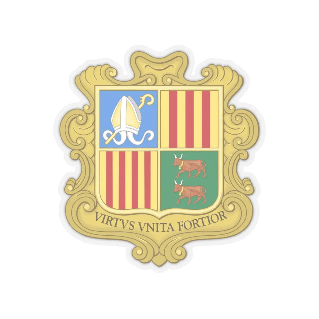 Coat of arms of Andorra (1949-1959) - STICKER Vinyl Kiss-Cut Decal 3 Inch Transparent - The Sticker Space