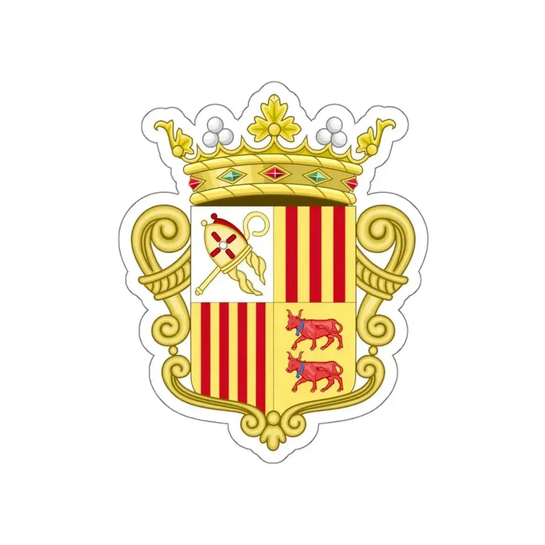 Coat of arms of Andorra - Flag Version (1931-1949) STICKER Vinyl Die-Cut Decal 5 Inch - The Sticker Space