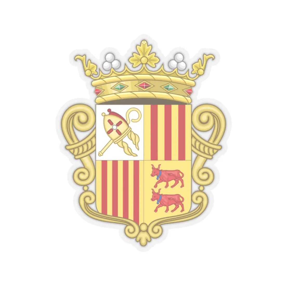 Coat of arms of Andorra - Flag Version (1931-1949) - STICKER Vinyl Kiss-Cut Decal 2 Inch Transparent - The Sticker Space