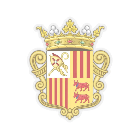 Coat of arms of Andorra - Flag Version (1931-1949) - STICKER Vinyl Kiss-Cut Decal 2 Inch Transparent - The Sticker Space