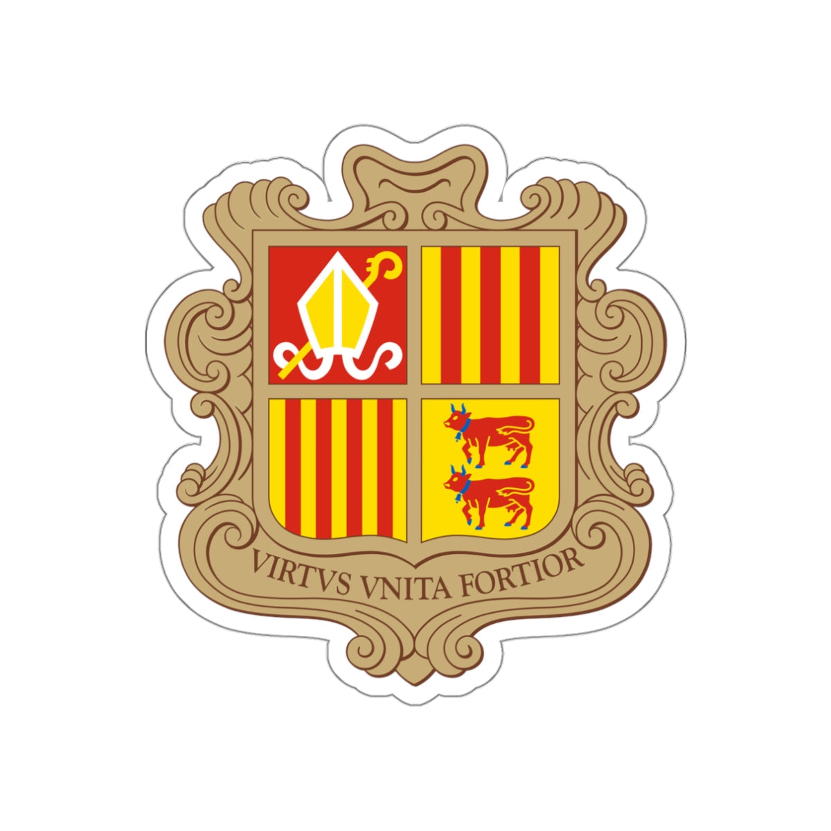 Coat of arms of Andorra STICKER Vinyl Die-Cut Decal-White-The Sticker Space