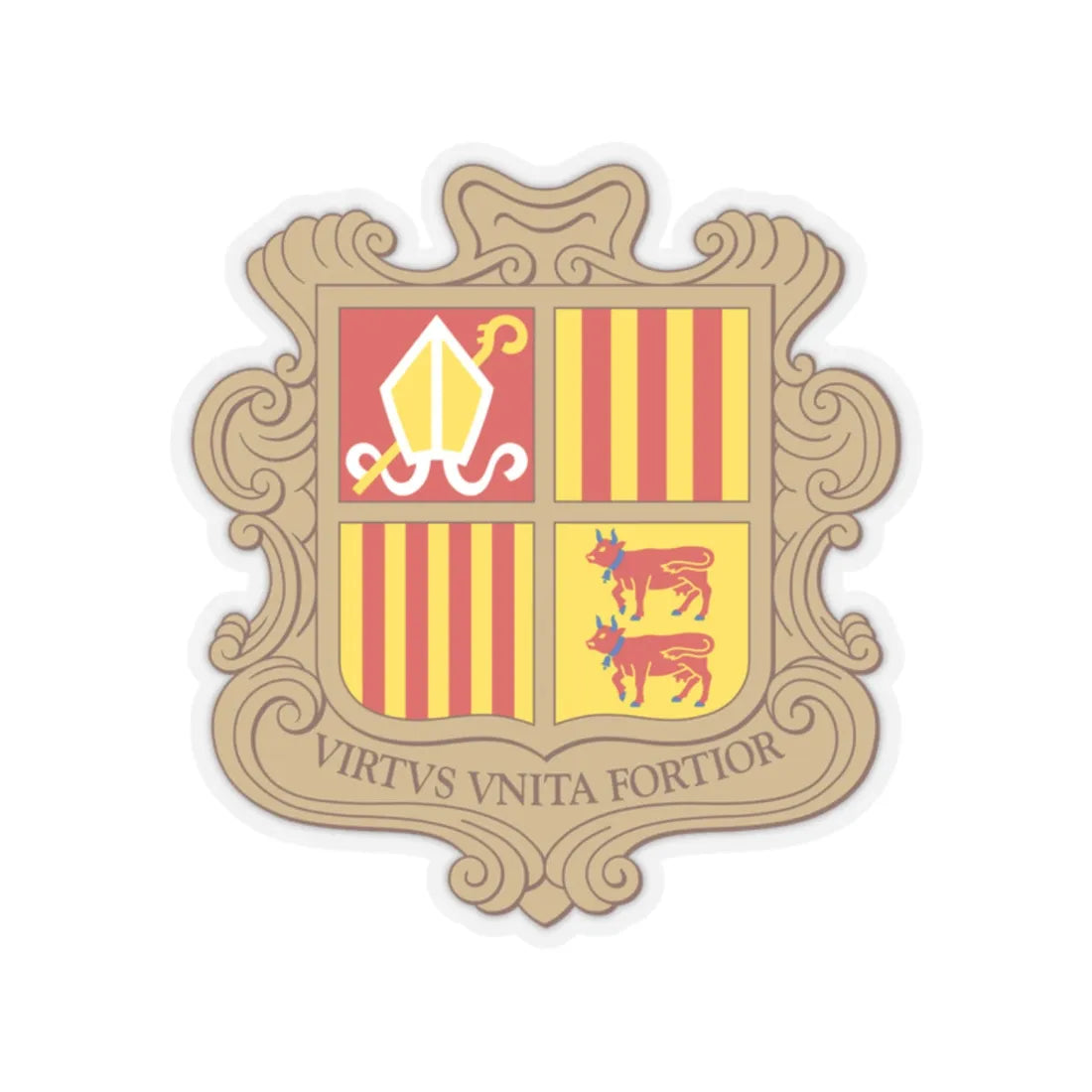 Coat of arms of Andorra - STICKER Vinyl Kiss-Cut Decal 2 Inch Transparent - The Sticker Space