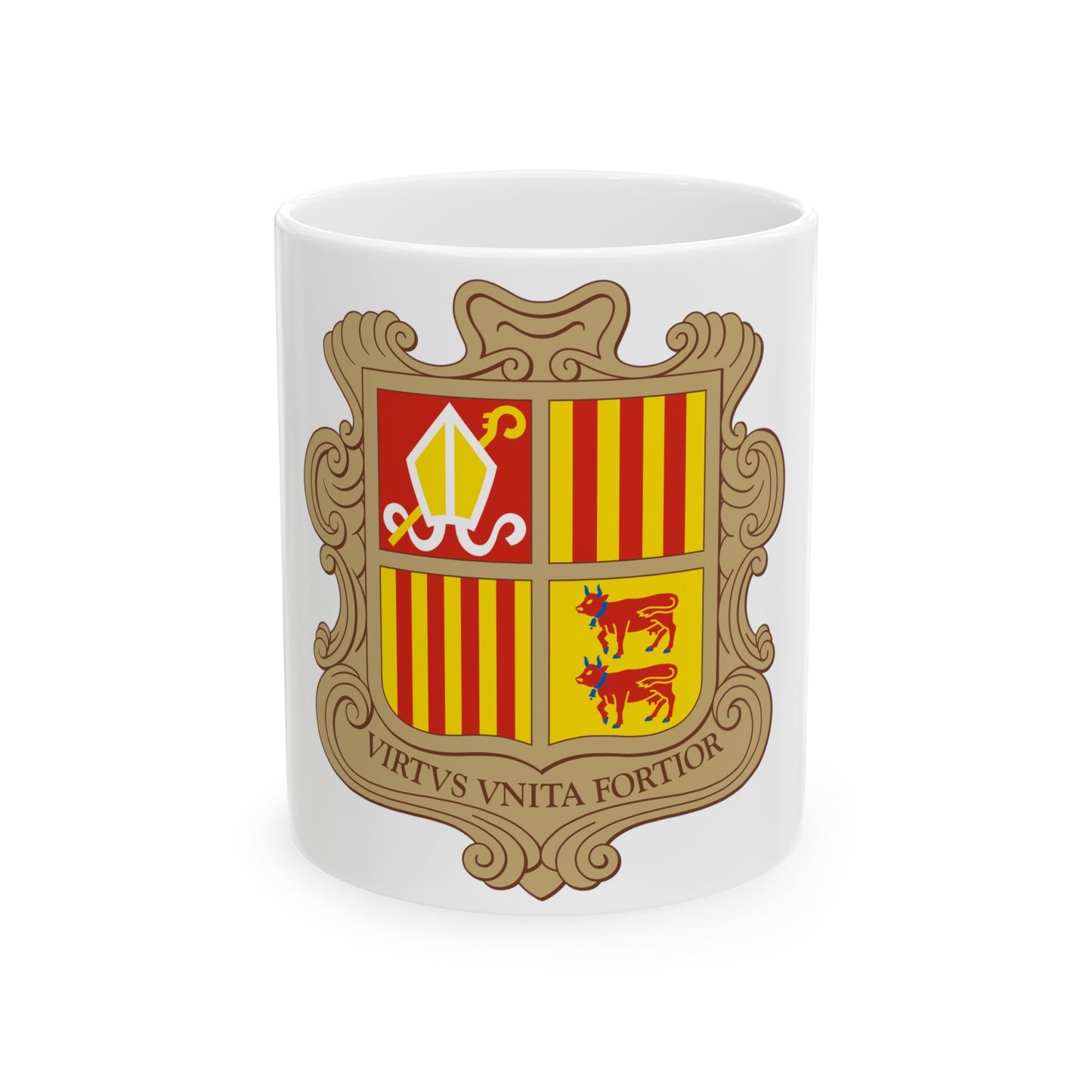 Coat of arms of Andorra - White Coffee Mug-11oz-The Sticker Space