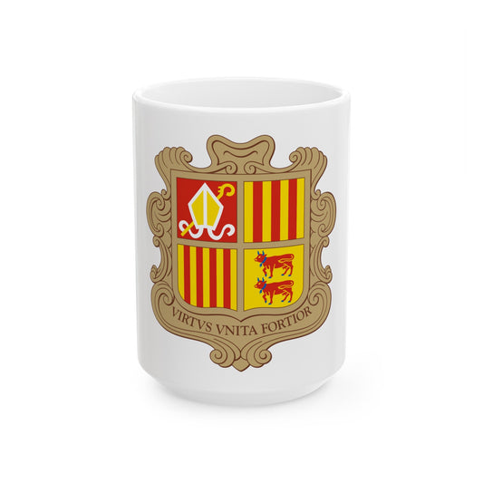 Coat of arms of Andorra - White Coffee Mug-15oz-The Sticker Space