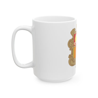 Coat of arms of Andorra - White Coffee Mug-The Sticker Space