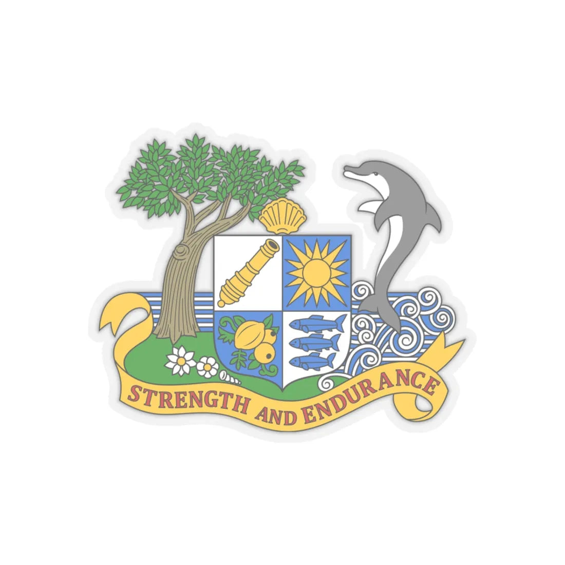 Coat of arms of Anguilla 1967-1980 - STICKER Vinyl Kiss-Cut Decal 3 Inch Transparent - The Sticker Space