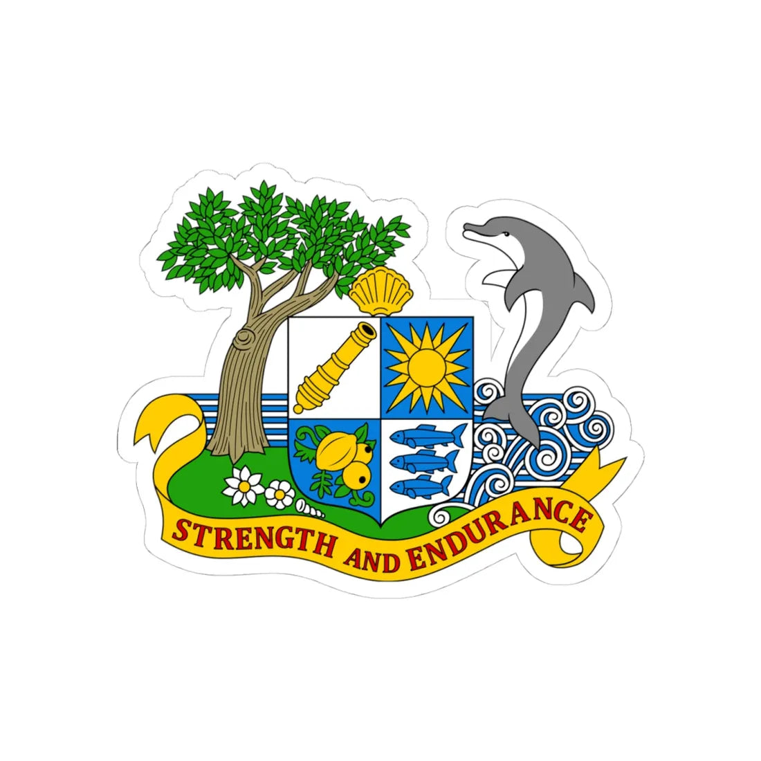 Coat of arms of Anguilla 1967-1980 - STICKER Vinyl Kiss-Cut Decal 4 Inch White - The Sticker Space