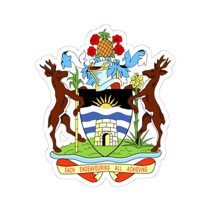 Coat of arms of Antigua and Barbuda (Antigua and Barbuda) (Coat of Arms) STICKER Vinyl Kiss-Cut Decal 6 Inch White - The Sticker Space