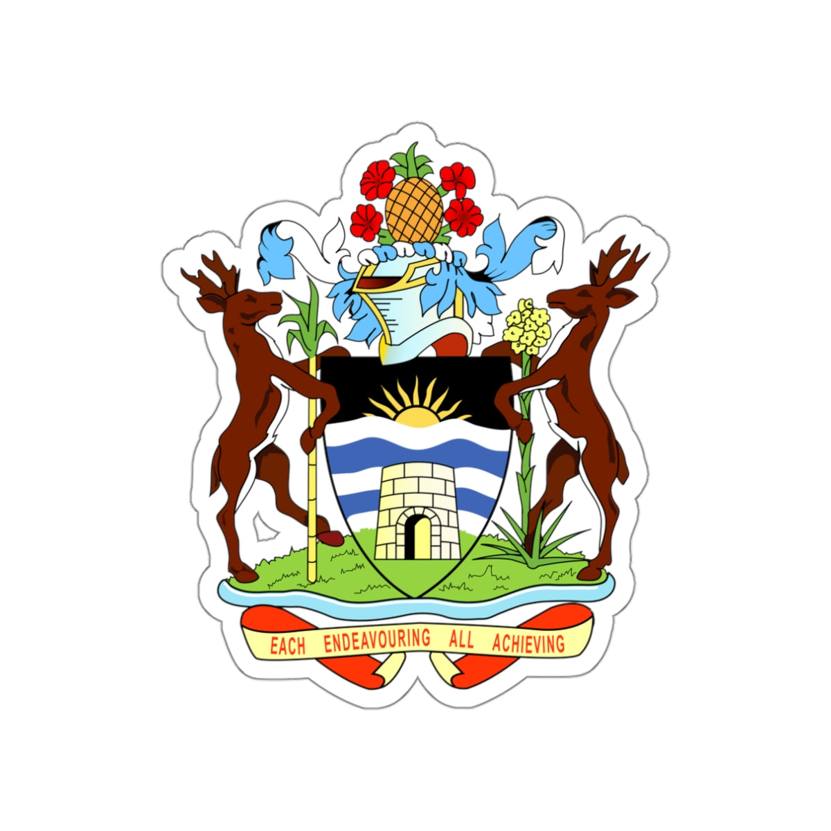 Coat of arms of Antigua and Barbuda STICKER Vinyl Die-Cut Decal-White-The Sticker Space