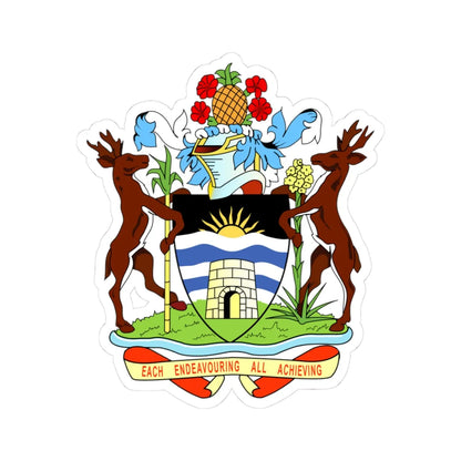 Coat of arms of Antigua and Barbuda - STICKER Vinyl Kiss-Cut Decal 3 Inch White - The Sticker Space