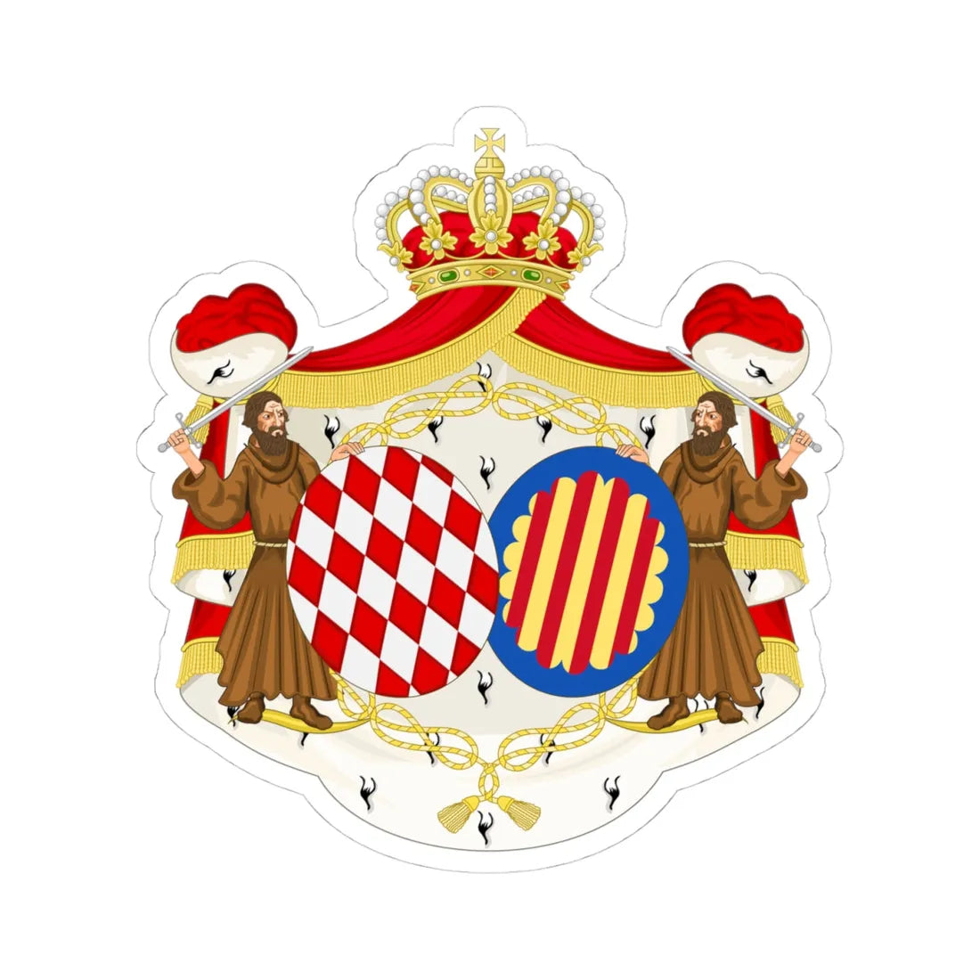 Coat of Arms of Antoinette Princess of Monaco (Spain) (Coat of Arms) STICKER Vinyl Kiss-Cut Decal 4 Inch White - The Sticker Space