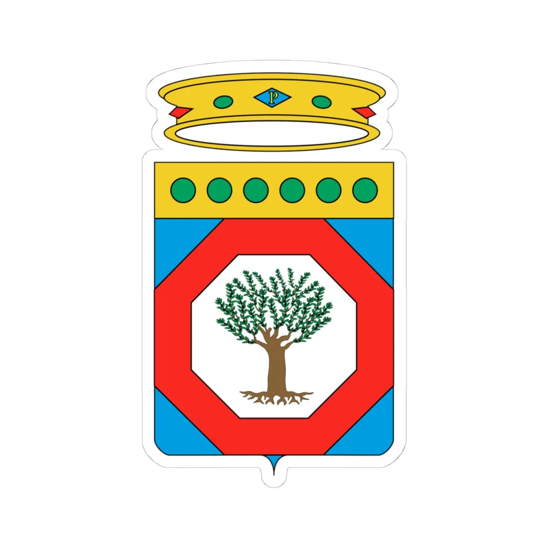 Coat of Arms of Apulia (Italy) (Coat of Arms) STICKER Vinyl Kiss-Cut Decal 4 Inch White - The Sticker Space