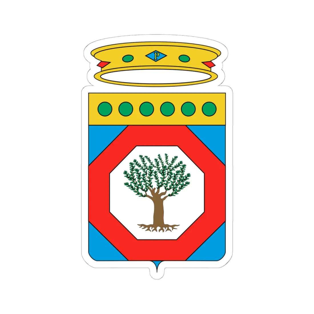 Coat of Arms of Apulia (Italy) (Coat of Arms) STICKER Vinyl Kiss-Cut Decal 6 Inch White - The Sticker Space