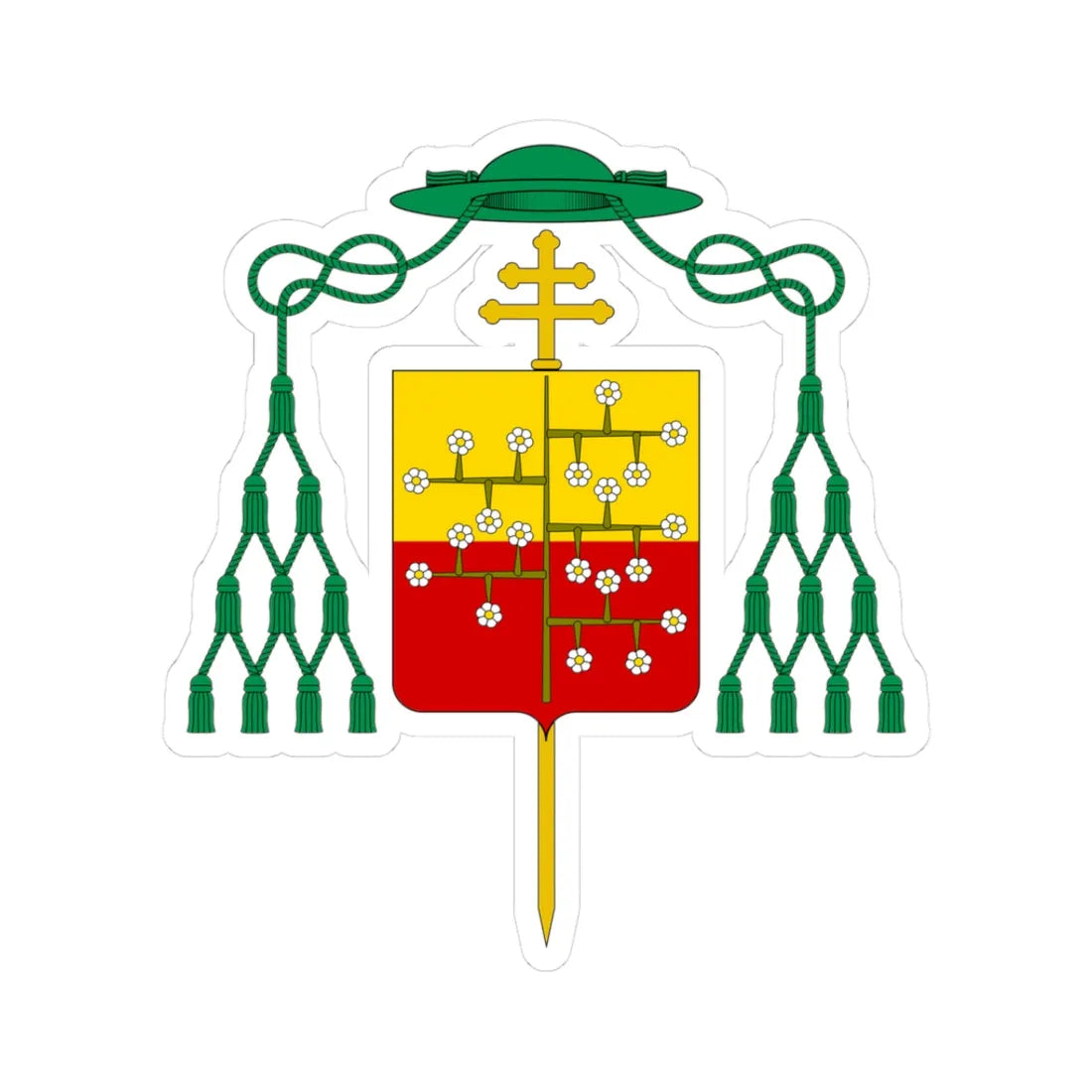 Coat of arms of Archbishop Malaspina Spino Fiorito (Italy) (Coat of Arms) STICKER Vinyl Kiss-Cut Decal 3 Inch White - The Sticker Space