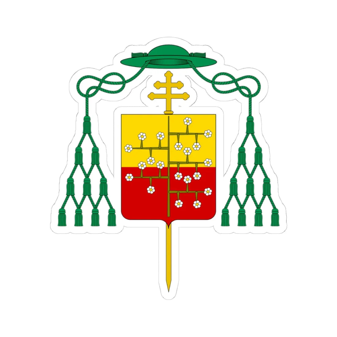 Coat of arms of Archbishop Malaspina Spino Fiorito (Italy) (Coat of Arms) STICKER Vinyl Kiss-Cut Decal 4 Inch White - The Sticker Space