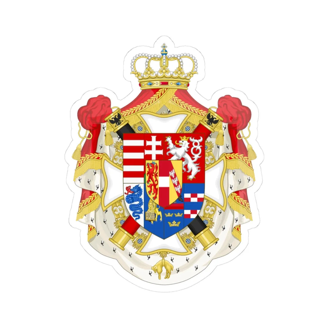 Coat of Arms of Archduke Albrecht Duke of Teschen (Austria) (Coat of Arms) STICKER Vinyl Kiss-Cut Decal 3 Inch White - The Sticker Space