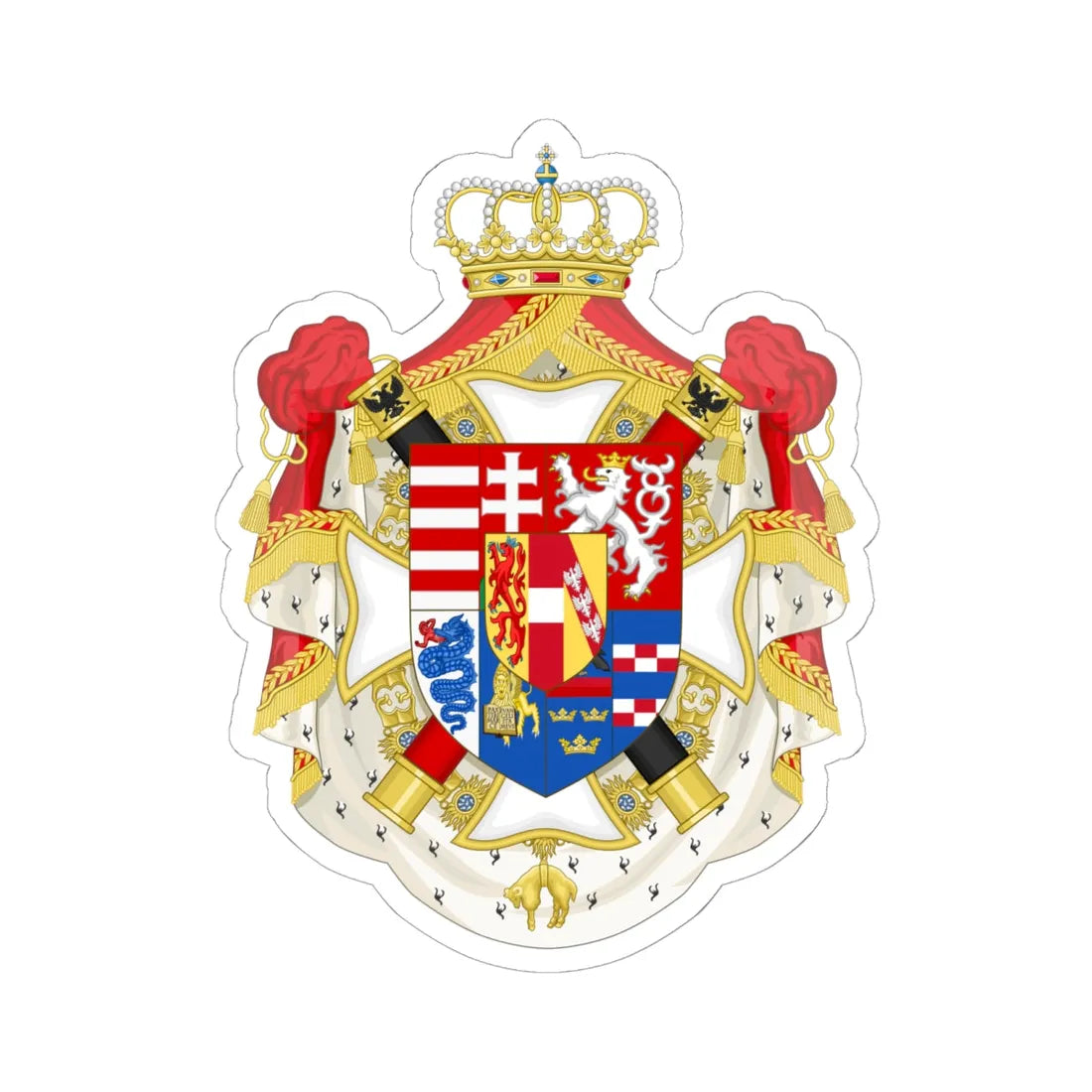 Coat of Arms of Archduke Albrecht Duke of Teschen (Austria) (Coat of Arms) STICKER Vinyl Kiss-Cut Decal 6 Inch White - The Sticker Space
