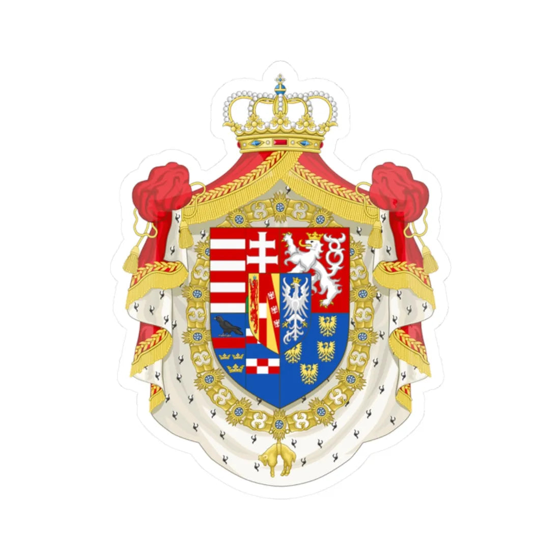 Coat of Arms of Archduke Franz Ferdinand of Austria (Austria) (Coat of Arms) STICKER Vinyl Kiss-Cut Decal 2 Inch White - The Sticker Space