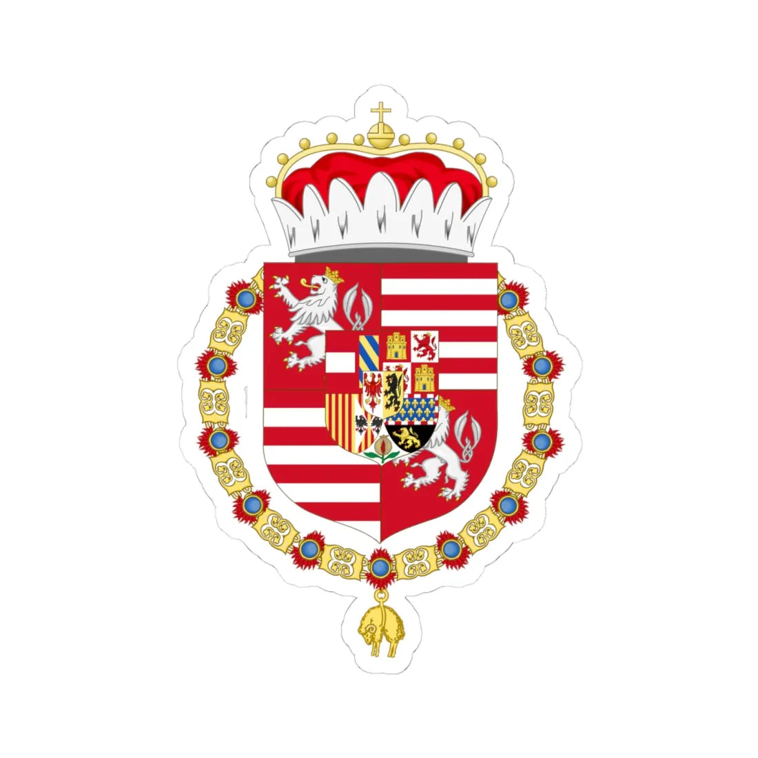 Coat of Arms of Archduke Maximilian of Austria 1527-1576 (Austria) (Coat of Arms) STICKER Vinyl Kiss-Cut Decal 4 Inch White - The Sticker Space