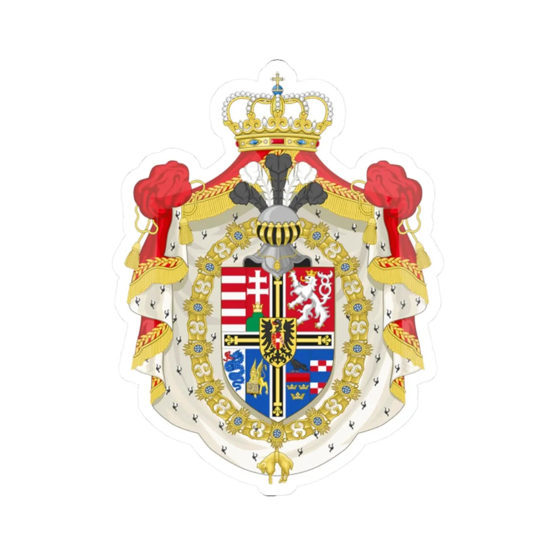 Coat of Arms of Archduke Wilhelm Franz of Austria (Austria) (Coat of Arms) STICKER Vinyl Kiss-Cut Decal 2 Inch White - The Sticker Space