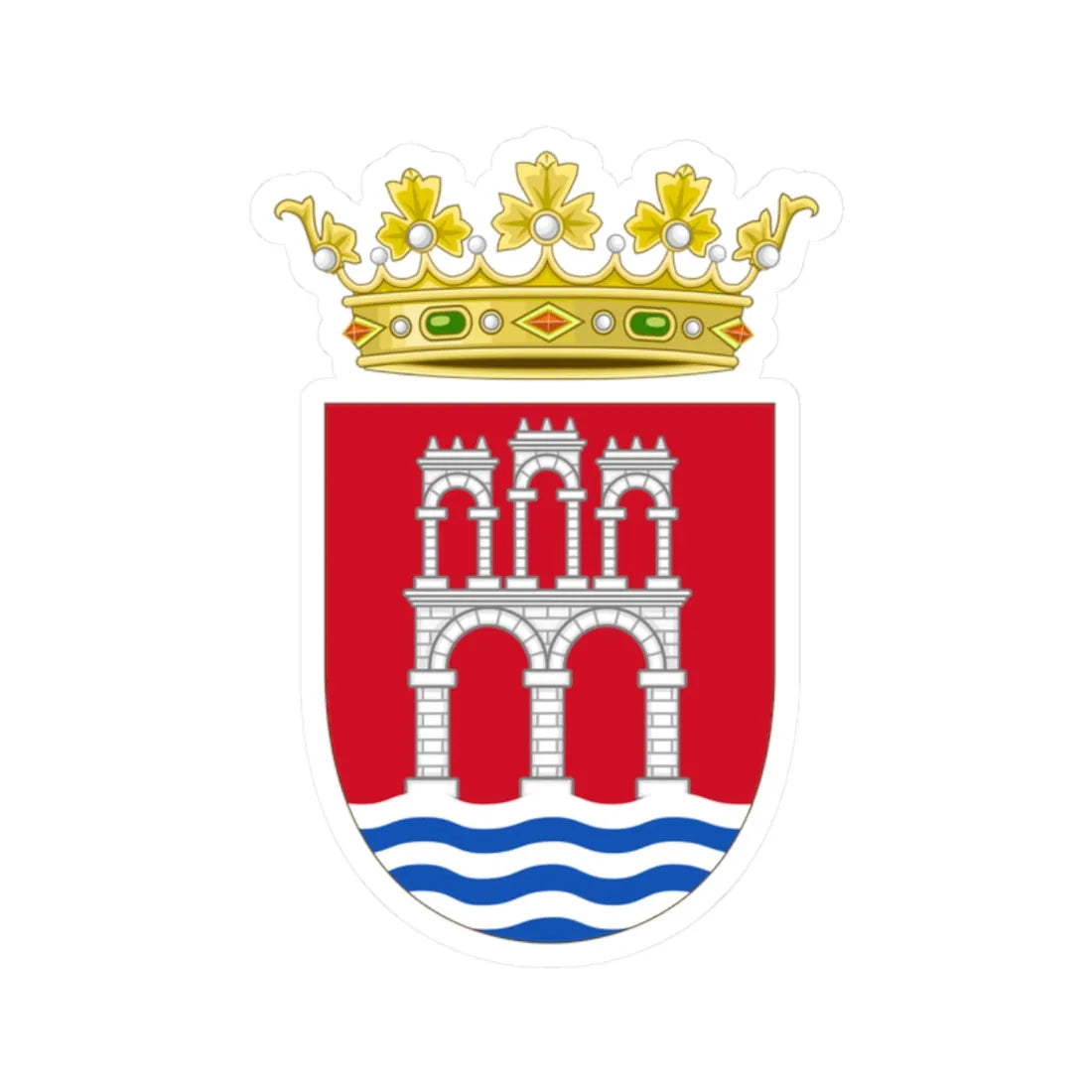 Coat of Arms of Arcos de la Frontera (Spain) (Coat of Arms) STICKER Vinyl Kiss-Cut Decal 2 Inch White - The Sticker Space