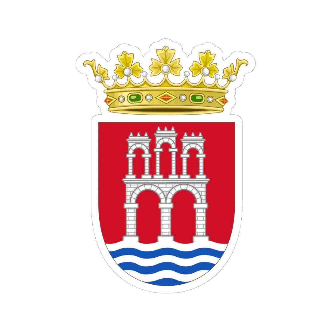 Coat of Arms of Arcos de la Frontera (Spain) (Coat of Arms) STICKER Vinyl Kiss-Cut Decal 4 Inch White - The Sticker Space