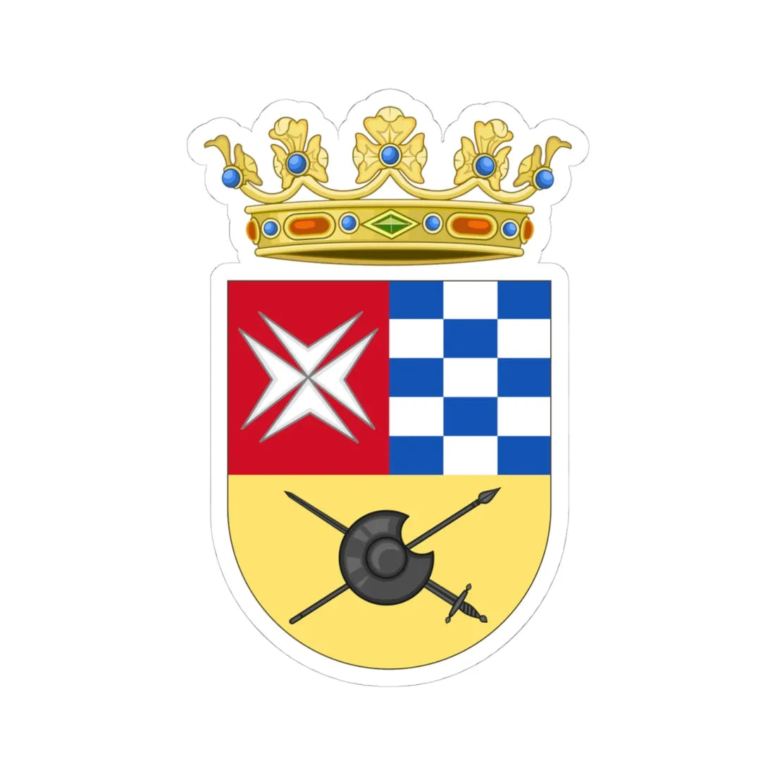 Coat of Arms of Argamasilla de Alba (Spain) (Coat of Arms) STICKER Vinyl Kiss-Cut Decal 4 Inch White - The Sticker Space