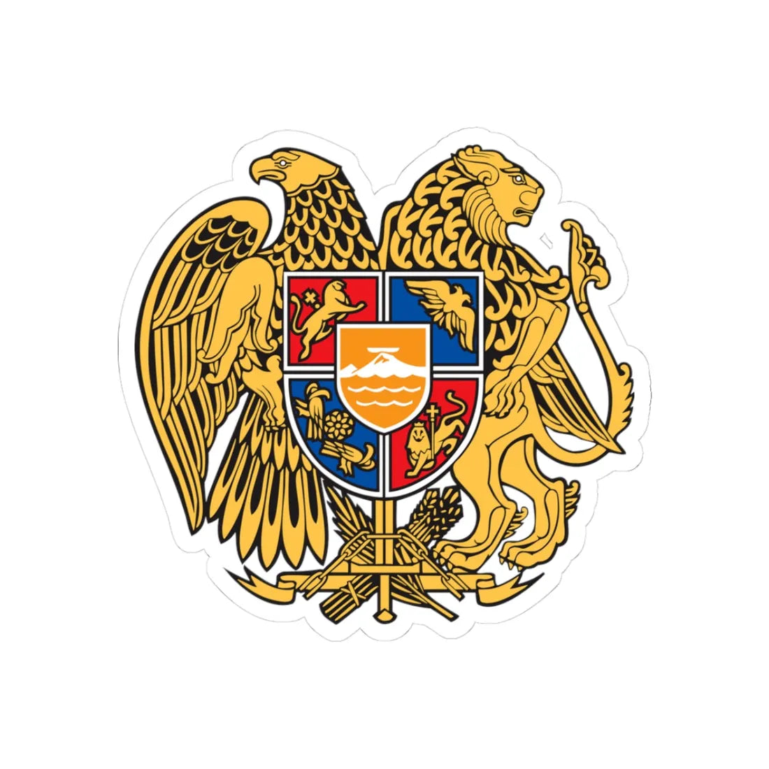 Coat of arms of Armenia - STICKER Vinyl Kiss-Cut Decal 3 Inch White - The Sticker Space