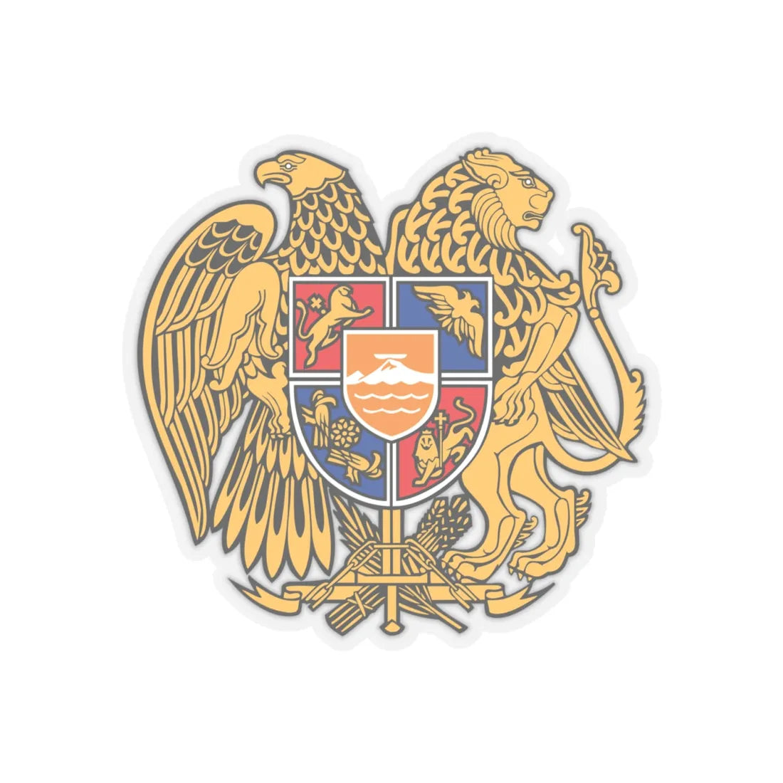 Coat of arms of Armenia - STICKER Vinyl Kiss-Cut Decal 4 Inch Transparent - The Sticker Space