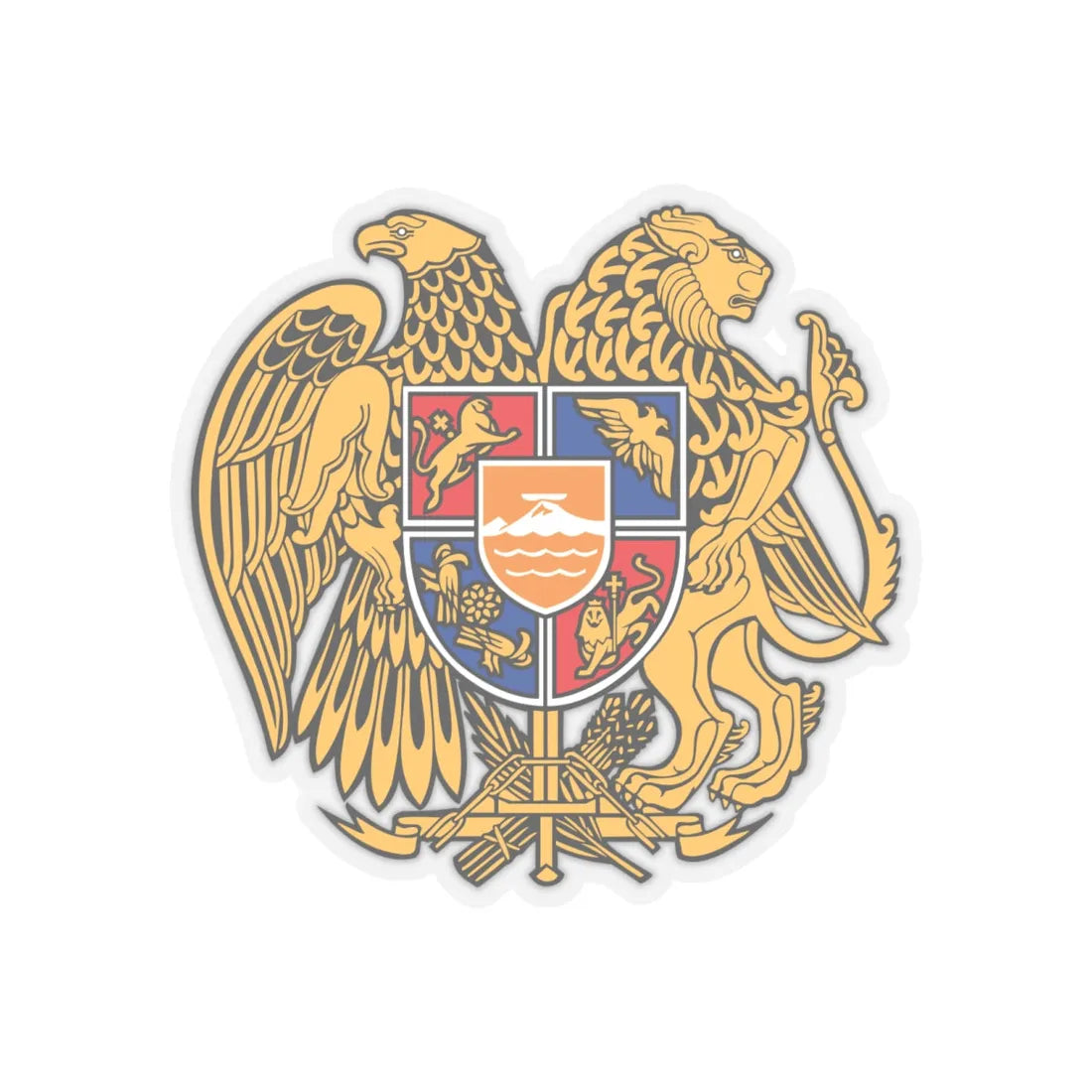 Coat of arms of Armenia - STICKER Vinyl Kiss-Cut Decal 6 Inch Transparent - The Sticker Space