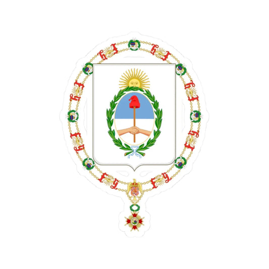 Coat of Arms of Arturo Frondizi and Héctor José Cámpora Order of Isabella the Catholic (Argentina) (Coat of Arms) STICKER Vinyl Kiss-Cut Decal 2 Inch White - The Sticker Space