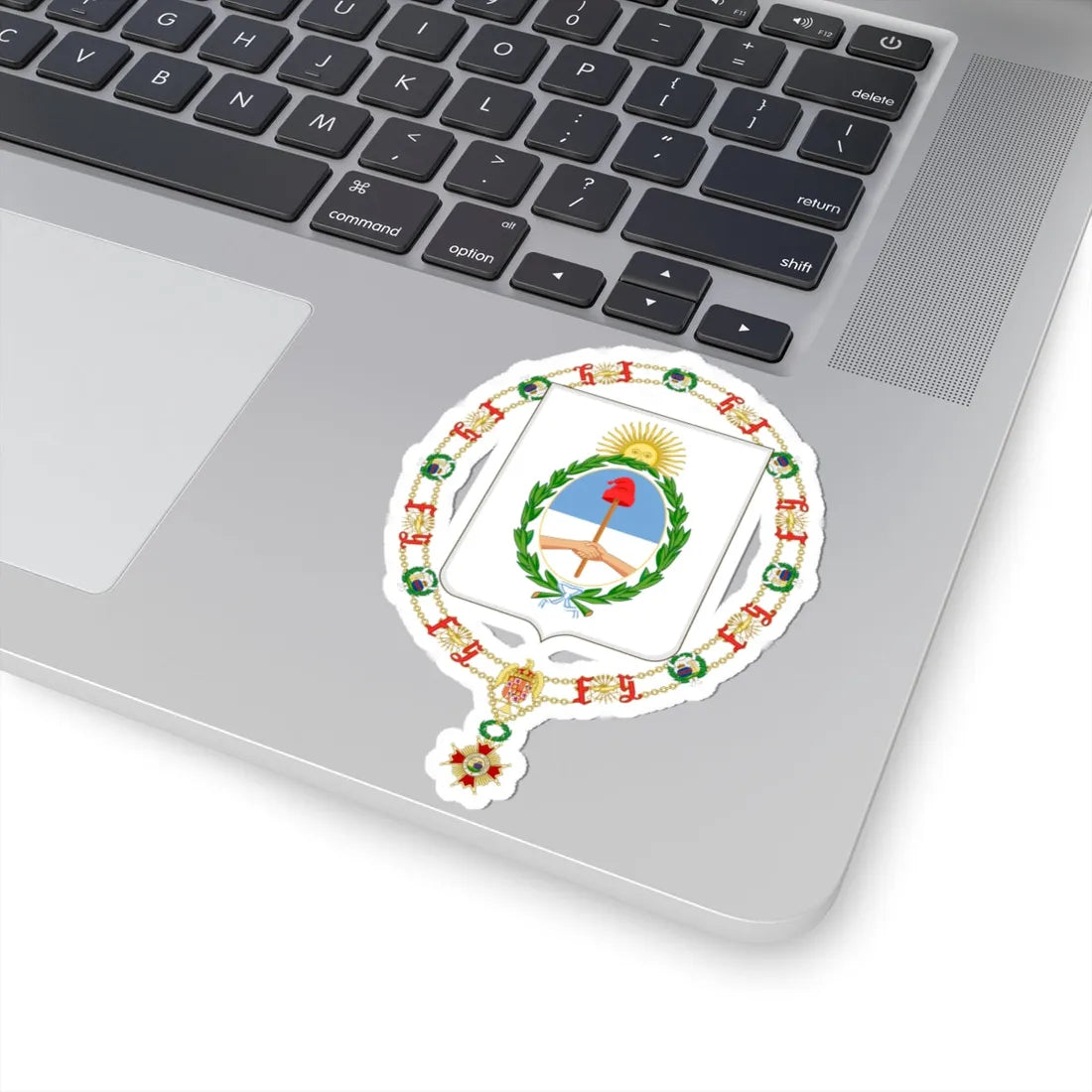 Coat of Arms of Arturo Frondizi and Héctor José Cámpora Order of Isabella the Catholic (Argentina) (Coat of Arms) STICKER Vinyl Kiss-Cut Decal - The Sticker Space