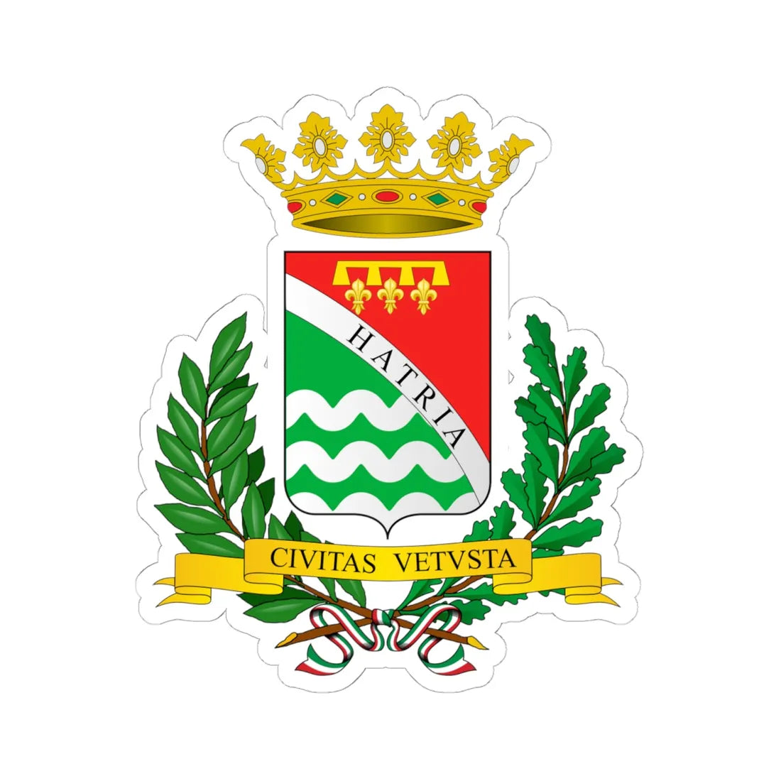 Coat of Arms of Atri (Italy) (Coat of Arms) STICKER Vinyl Kiss-Cut Decal 6 Inch White - The Sticker Space
