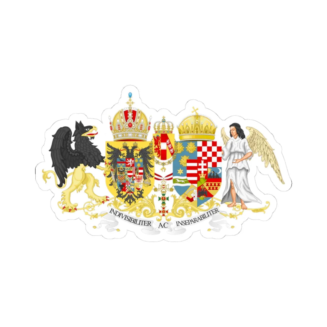 Coat of arms of Austria-Hungary 1914 v3 (Austria) (Coat of Arms) STICKER Vinyl Kiss-Cut Decal 3 Inch White - The Sticker Space