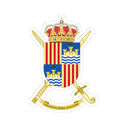 Coat of Arms of Balearics General Command (Spain) (Coat of Arms) STICKER Vinyl Kiss-Cut Decal 4 Inch White - The Sticker Space