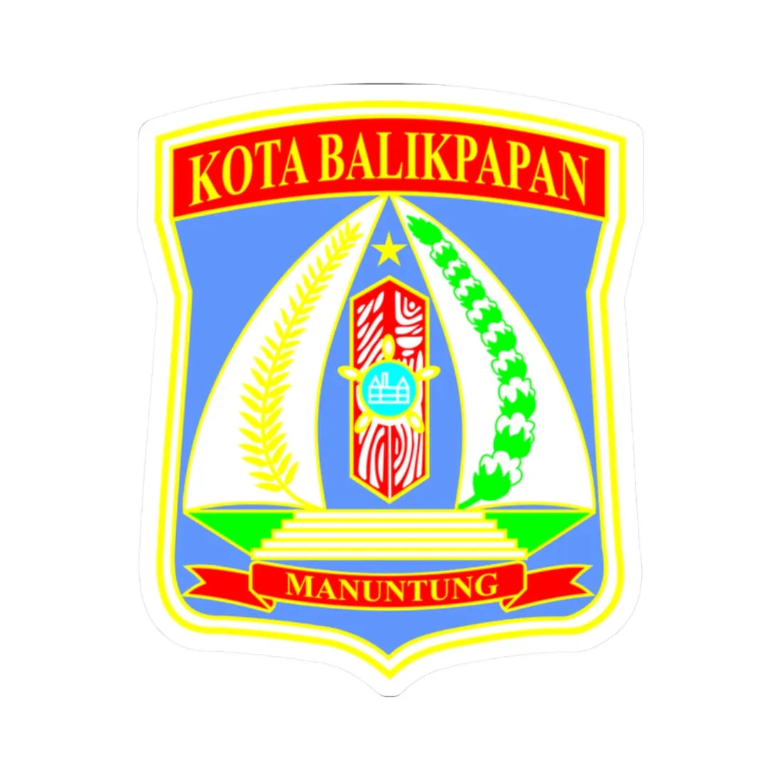 Coat of arms of Balikpapan (Indonesia) (Coat of Arms) STICKER Vinyl Kiss-Cut Decal 2 Inch White - The Sticker Space