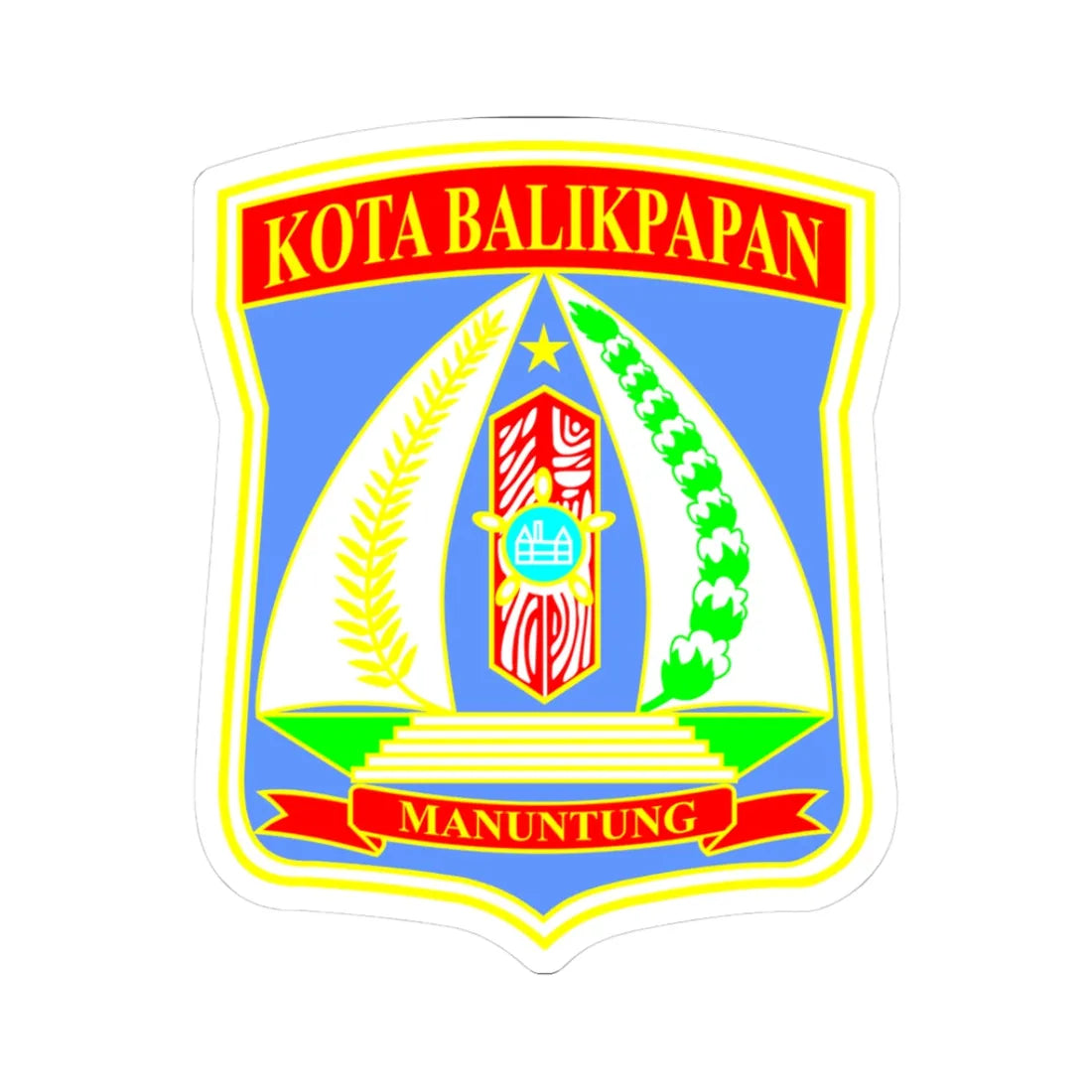 Coat of arms of Balikpapan (Indonesia) (Coat of Arms) STICKER Vinyl Kiss-Cut Decal 3 Inch White - The Sticker Space