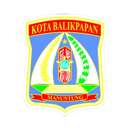 Coat of arms of Balikpapan (Indonesia) (Coat of Arms) STICKER Vinyl Kiss-Cut Decal 3 Inch White - The Sticker Space