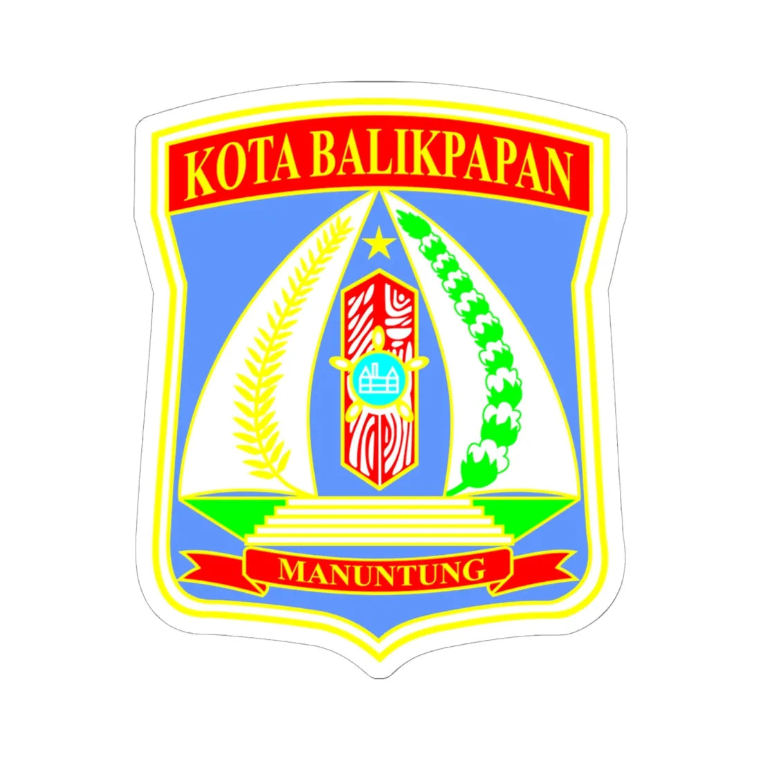 Coat of arms of Balikpapan (Indonesia) (Coat of Arms) STICKER Vinyl Kiss-Cut Decal 6 Inch White - The Sticker Space