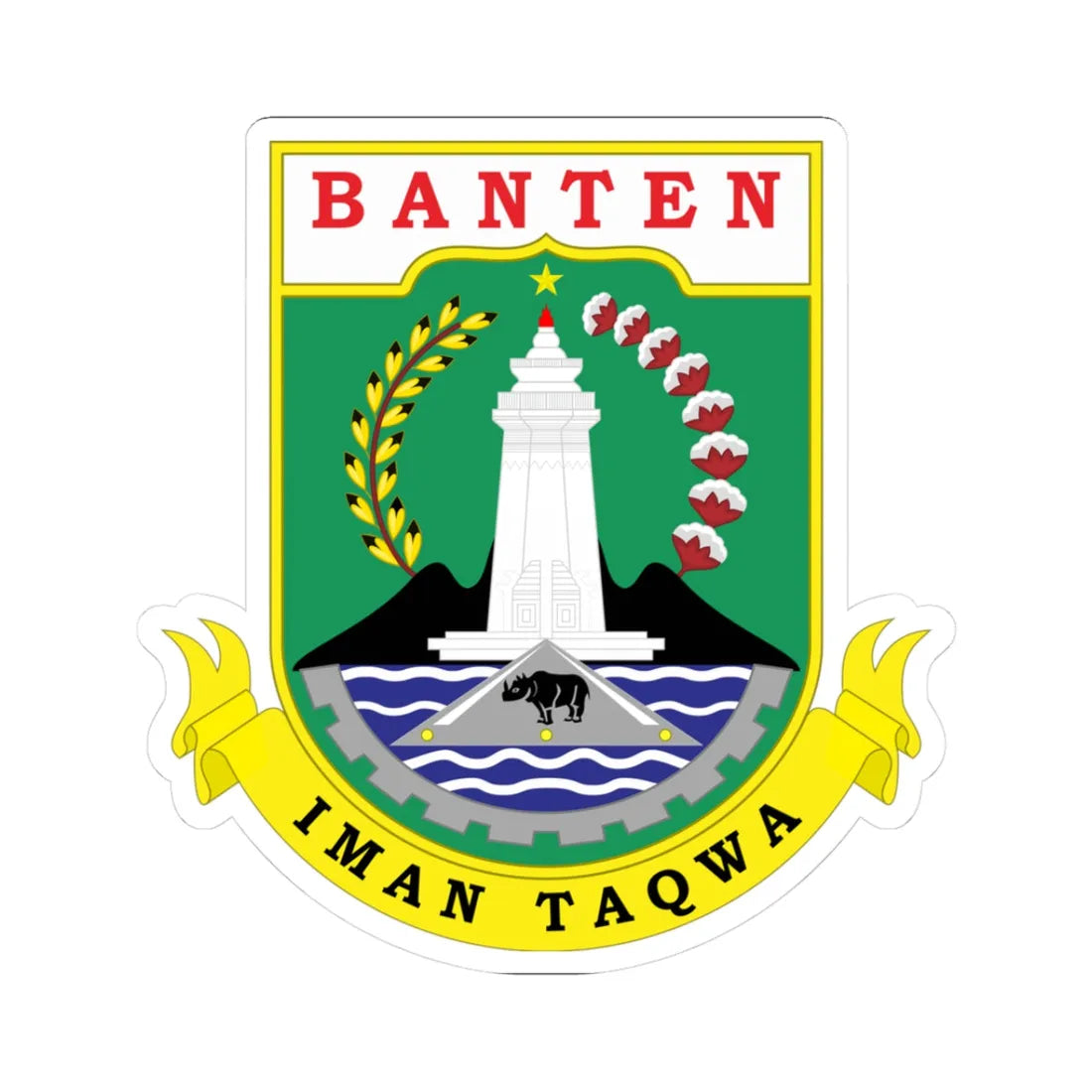Coat of arms of Banten (Indonesia) (Coat of Arms) STICKER Vinyl Kiss-Cut Decal 3 Inch White - The Sticker Space