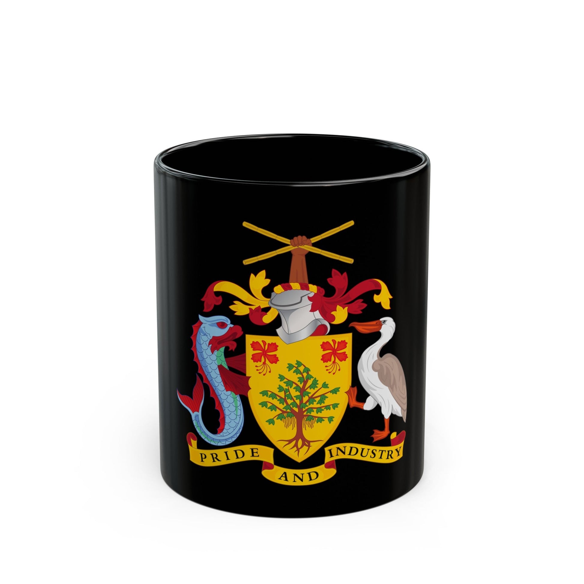 Coat of arms of Barbados - Black Coffee Mug-11oz-The Sticker Space