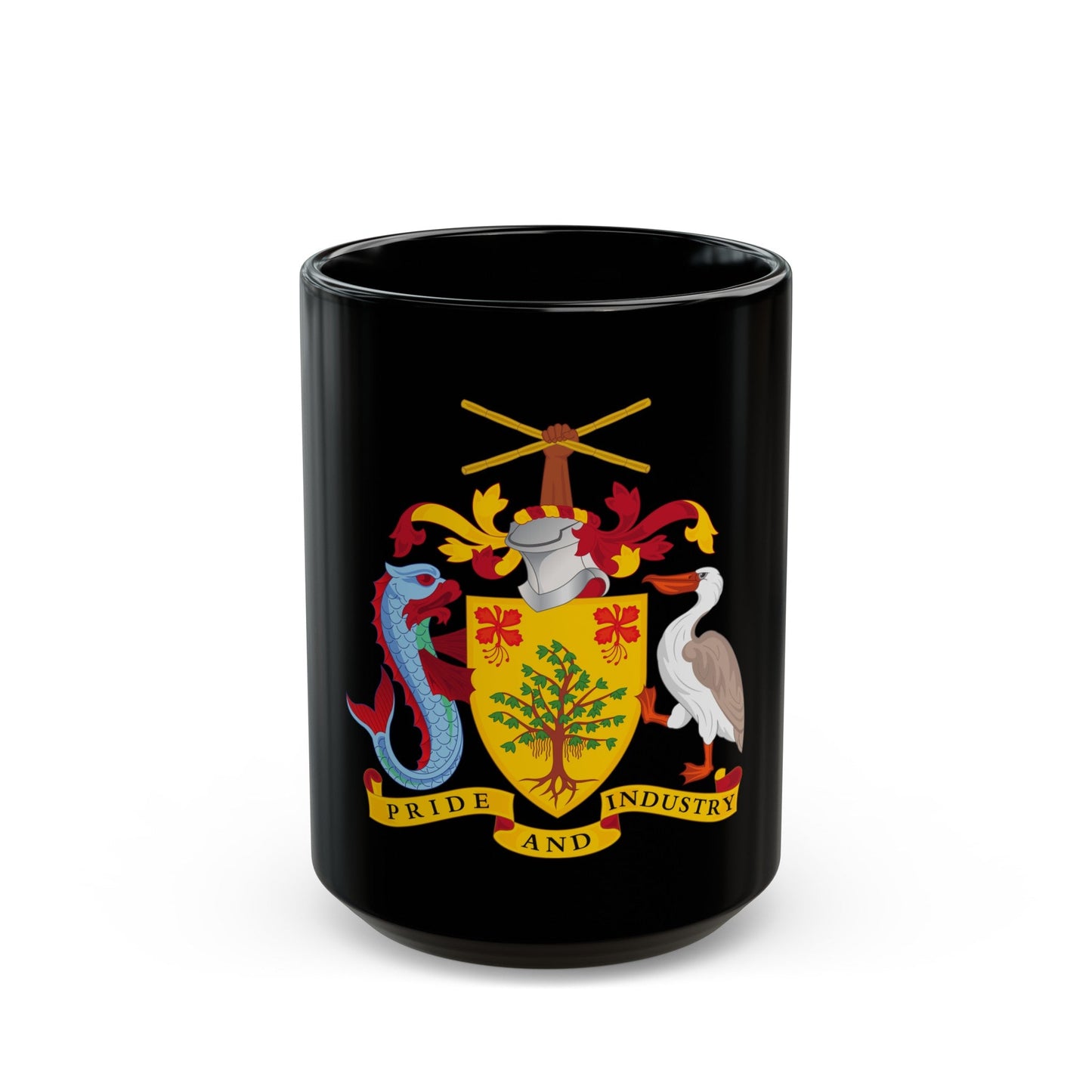 Coat of arms of Barbados - Black Coffee Mug-15oz-The Sticker Space