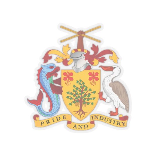 Coat of arms of Barbados - STICKER Vinyl Kiss-Cut Decal 2 Inch Transparent - The Sticker Space