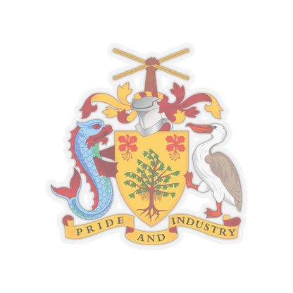 Coat of arms of Barbados - STICKER Vinyl Kiss-Cut Decal 3 Inch Transparent - The Sticker Space