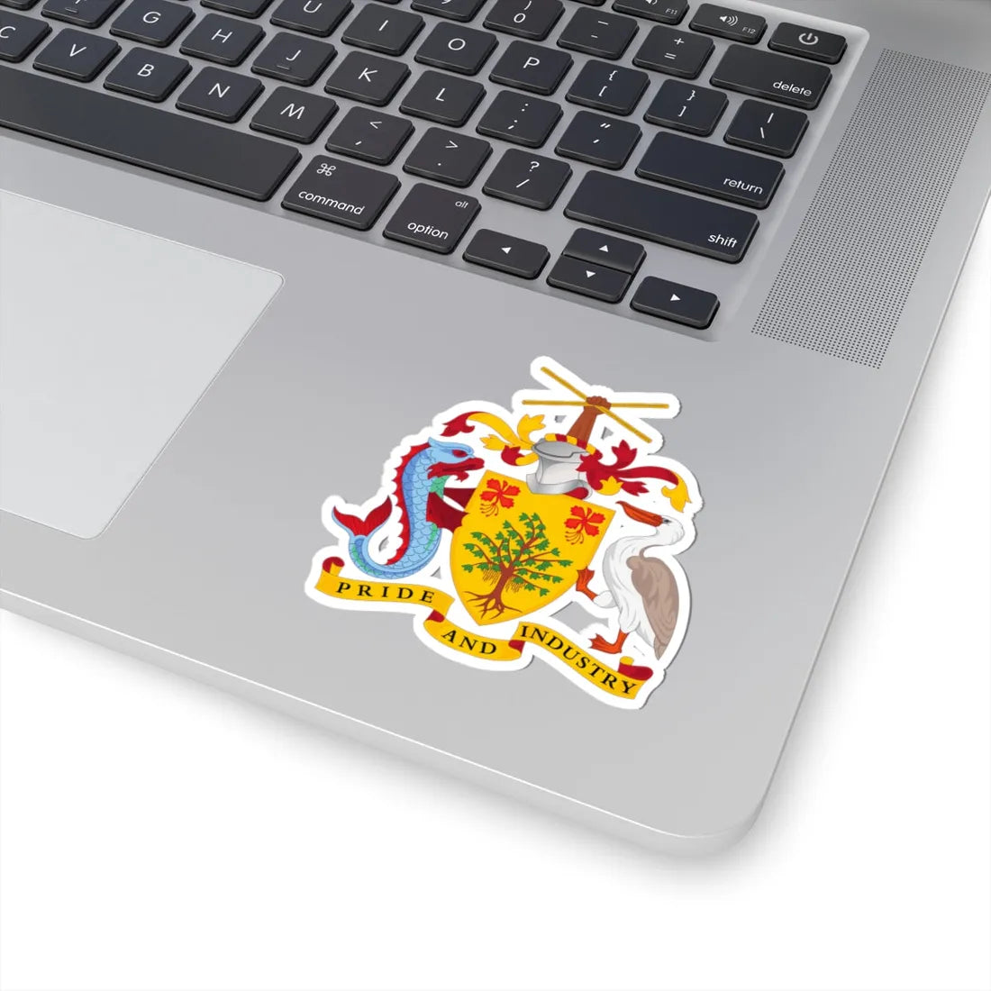 Coat of arms of Barbados - STICKER Vinyl Kiss-Cut Decal - The Sticker Space
