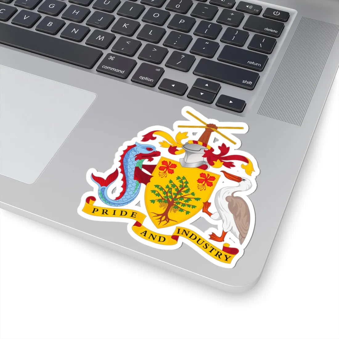 Coat of arms of Barbados - STICKER Vinyl Kiss-Cut Decal - The Sticker Space